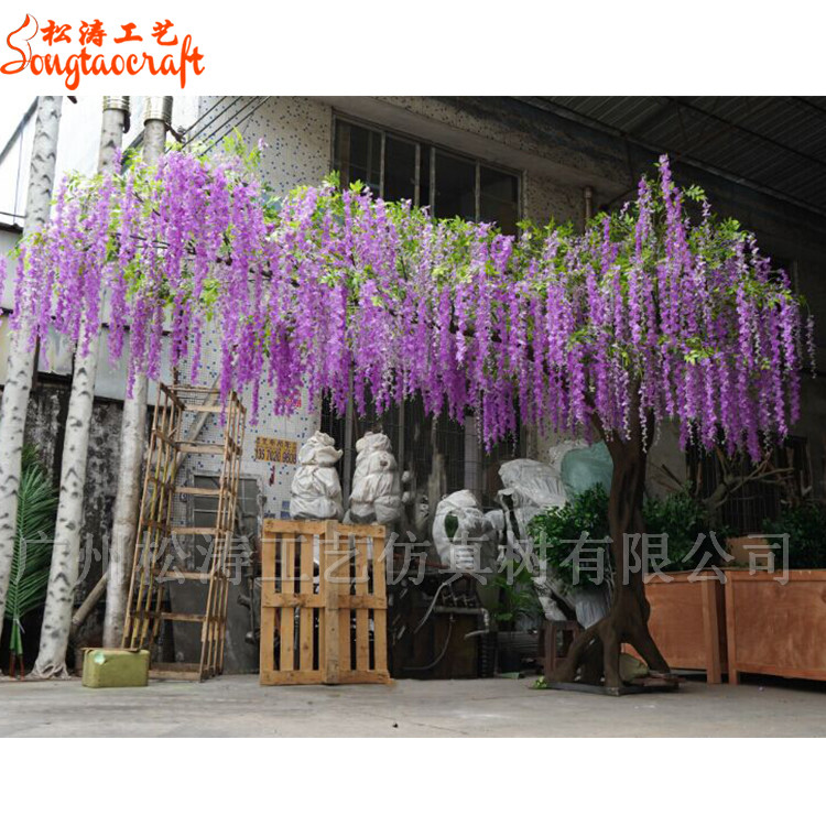 紫色仿真紫藤花樹